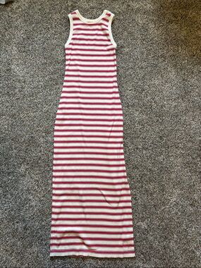 Universal Thread Cream and Red Striped Tank Top Dress